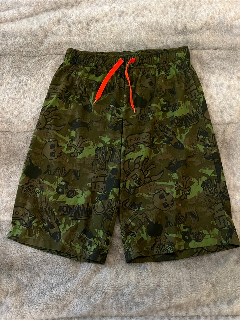 Old navy  Olive Camo Shorts with Orange Drawstring